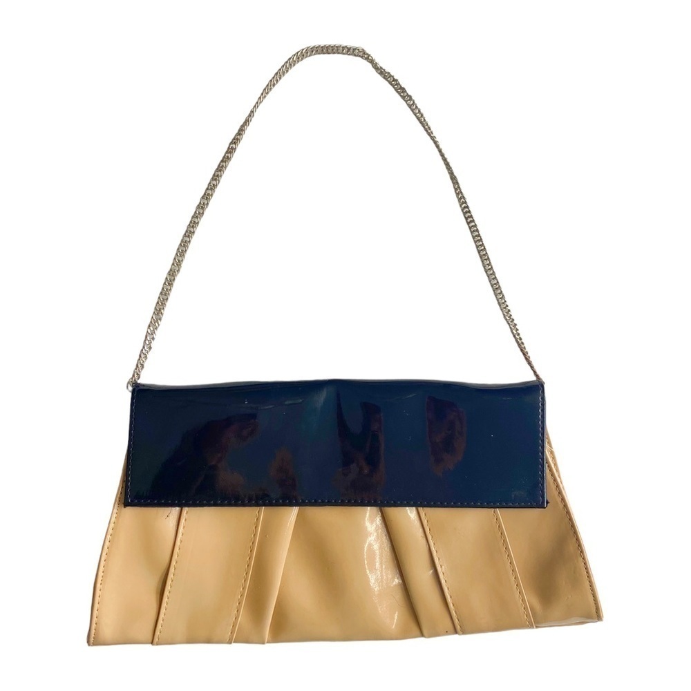 Beige & Black Patent Shoulder Clutch​